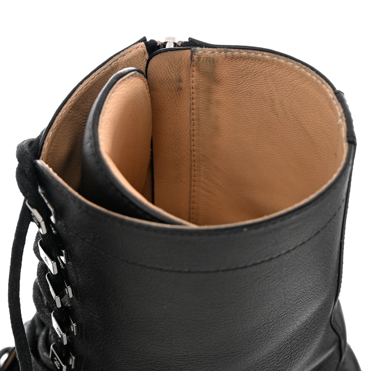 Calfskin Lace Up Combat Boots 41 Black
