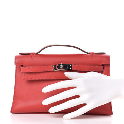 Hermes Swift Kelly Pochette Clutch Vermillion 2 of 11