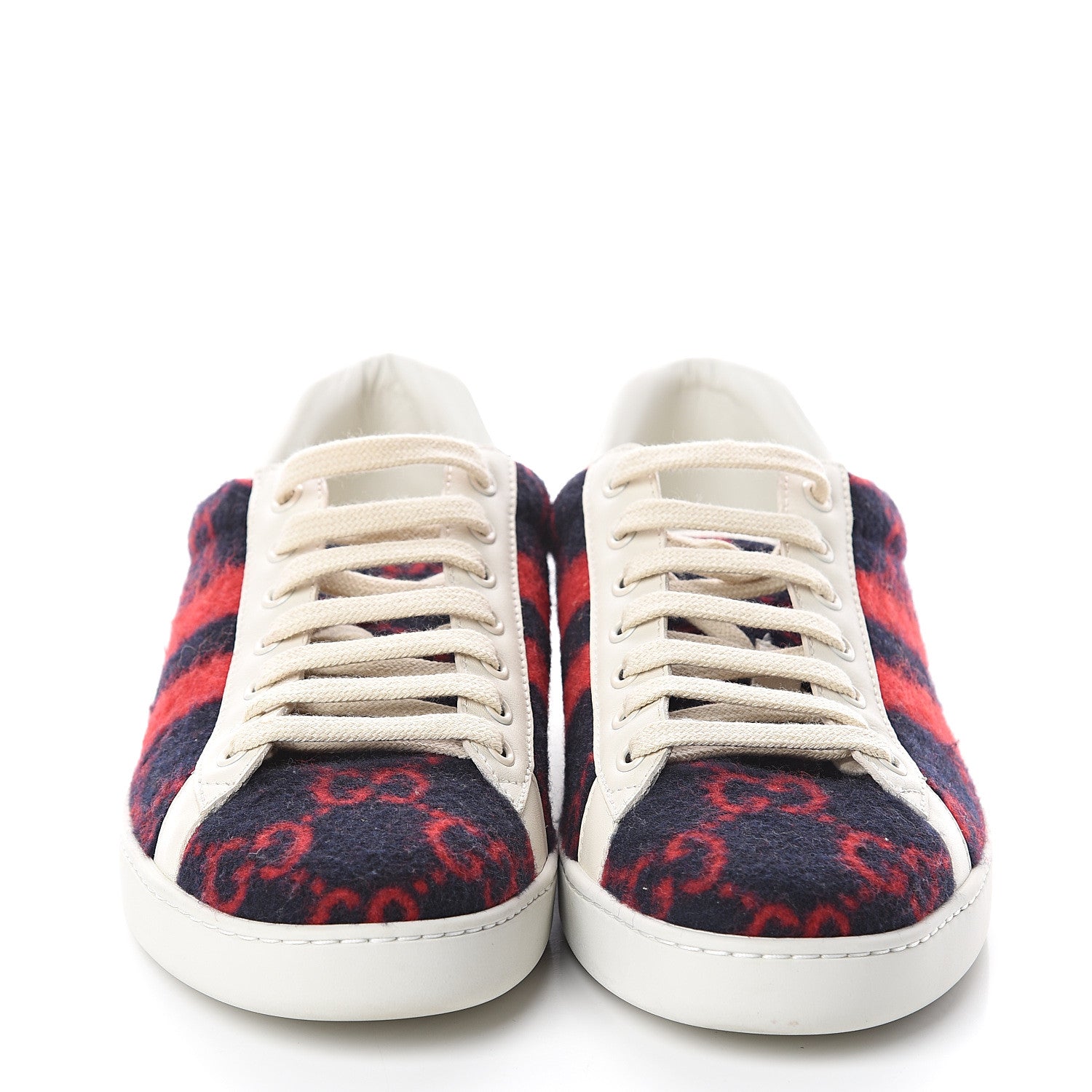 Gucci Covered Wool Big GG Monogram Mens Sneakers 8 Blue Red Mystic White 2 of 7