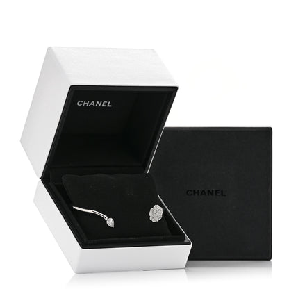Chanel 18K White Gold Diamond Camelia Precieux Cuff Bracelet M 5 of 5
