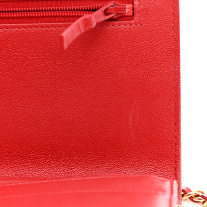 Chanel Sheepskin Quilted Mademoiselle Vintage Wallet On Chain WOC Red 12 of 15