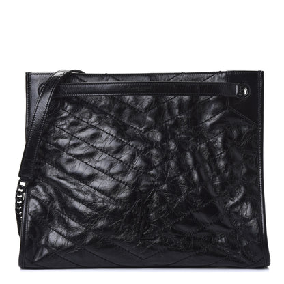 Saint Laurent Crinkled Calfskin Matelasse Monogram Medium Niki Shopper Tote Black 1 of 4