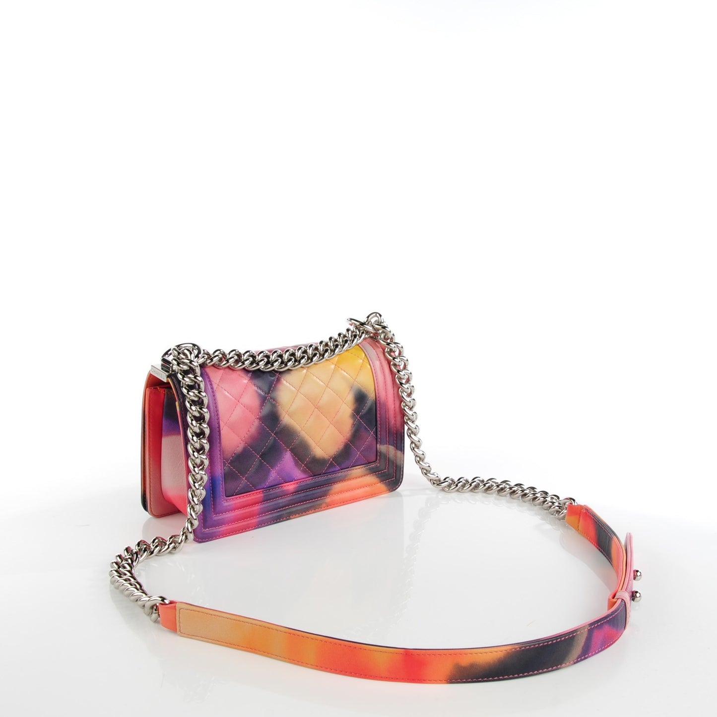 Lambskin Quilted Small Flower Power Boy Flap Multicolor