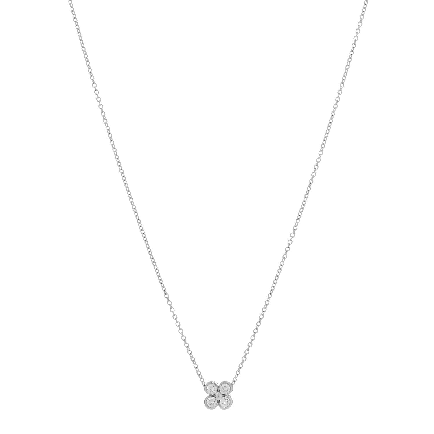 Tiffany Platinum Diamond .22ctw Flower Pendant Necklace 1 of 3