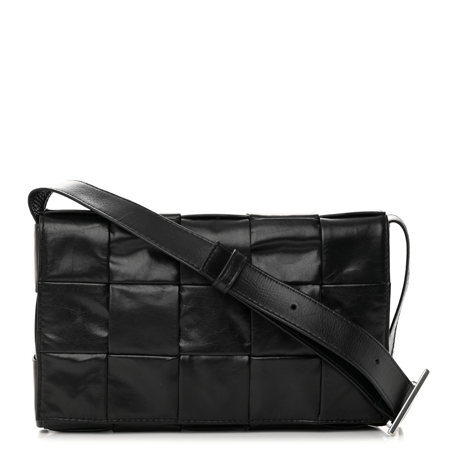 Bottega Veneta Paper Calfskin Maxi Intreccio Cassette Crossbody Bag Black 1 of 11