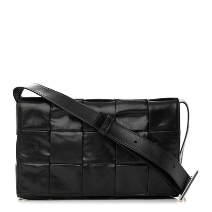 Bottega Veneta Paper Calfskin Maxi Intreccio Cassette Crossbody Bag Black 1 of 11