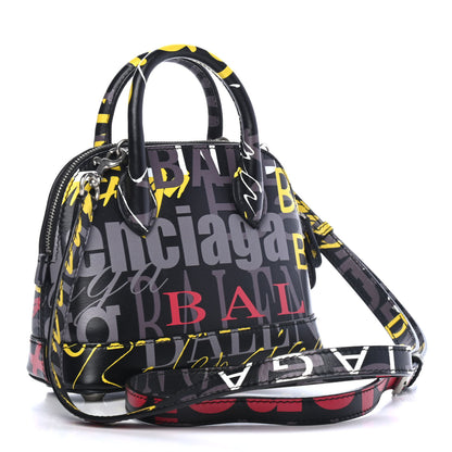 Balenciaga Calfskin Logo Print XXS Ville Top Handle Bag Black Multicolor 2 of 4