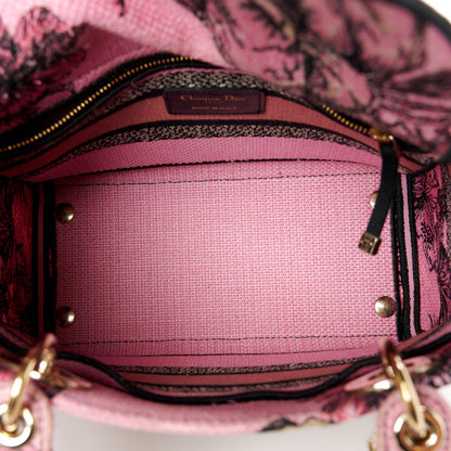 Christian Dior Toile de Jouy Voyage Embroidered Medium Lady D-Lite Fuchsia Multicolor 5 of 10