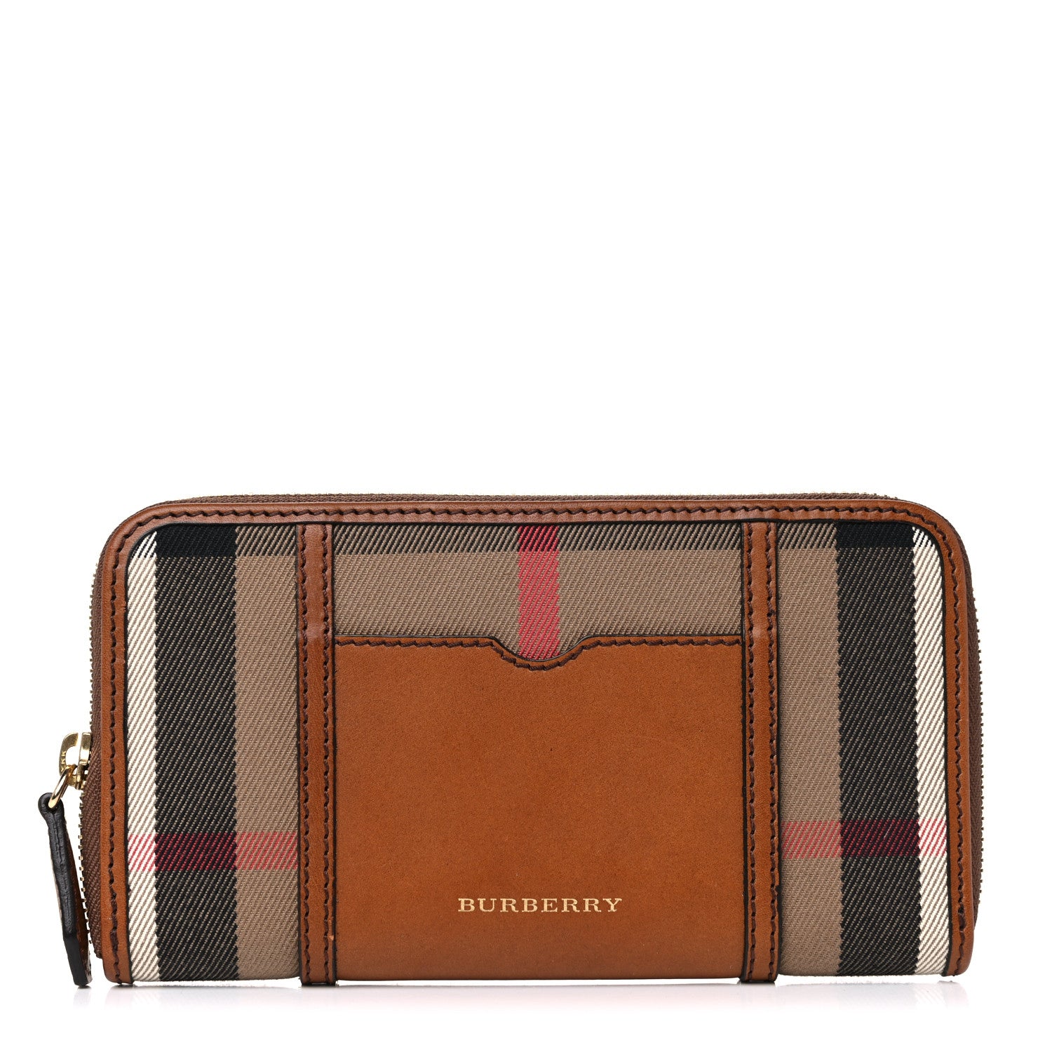 Burberry House Check Large Sartorial Ziggy Zip Around Wallet Tan 1 of 12