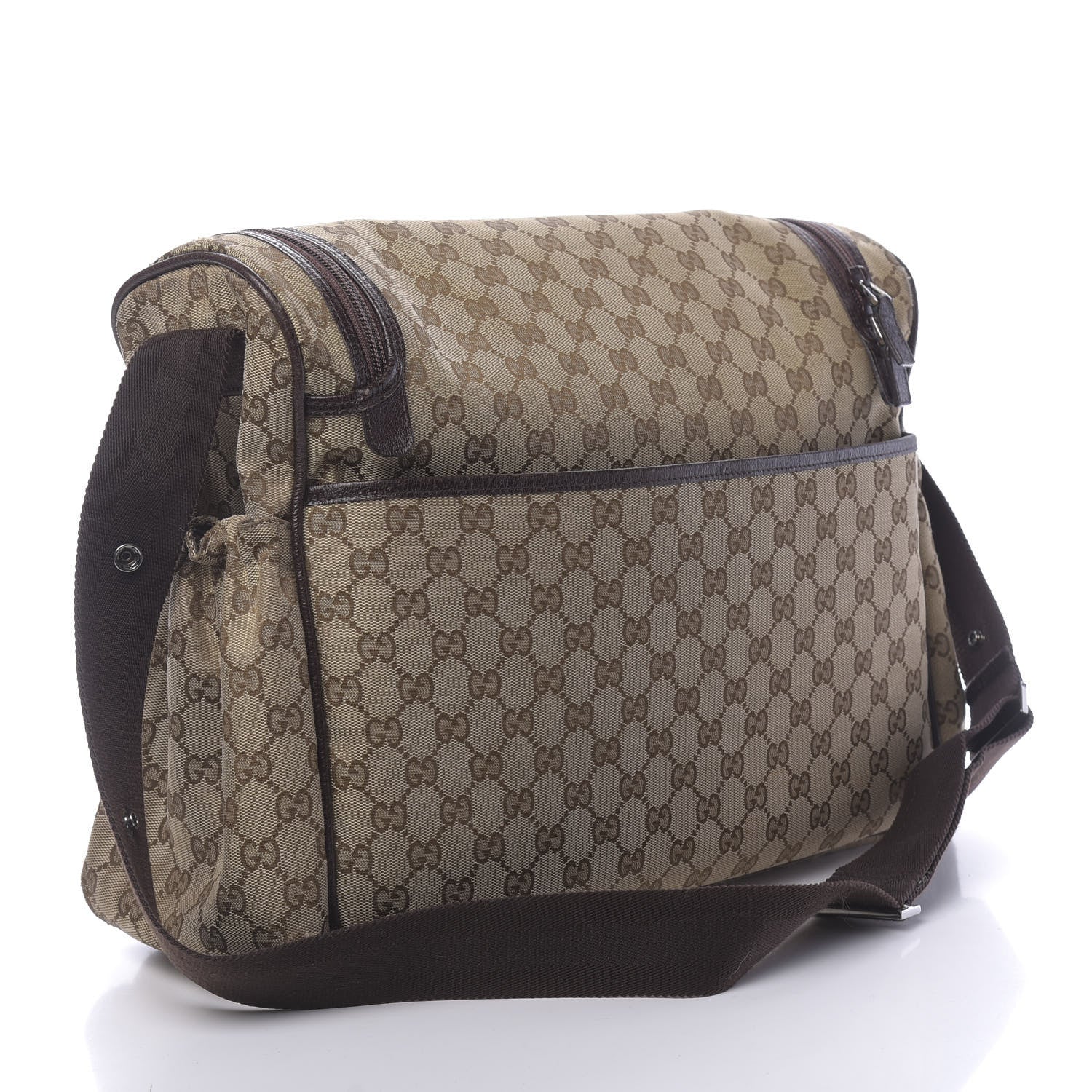 Gucci Monogram Natural Pigskin Large Diaper Bag Beige Ebony Cocoa Dark Chocolate 3 of 23