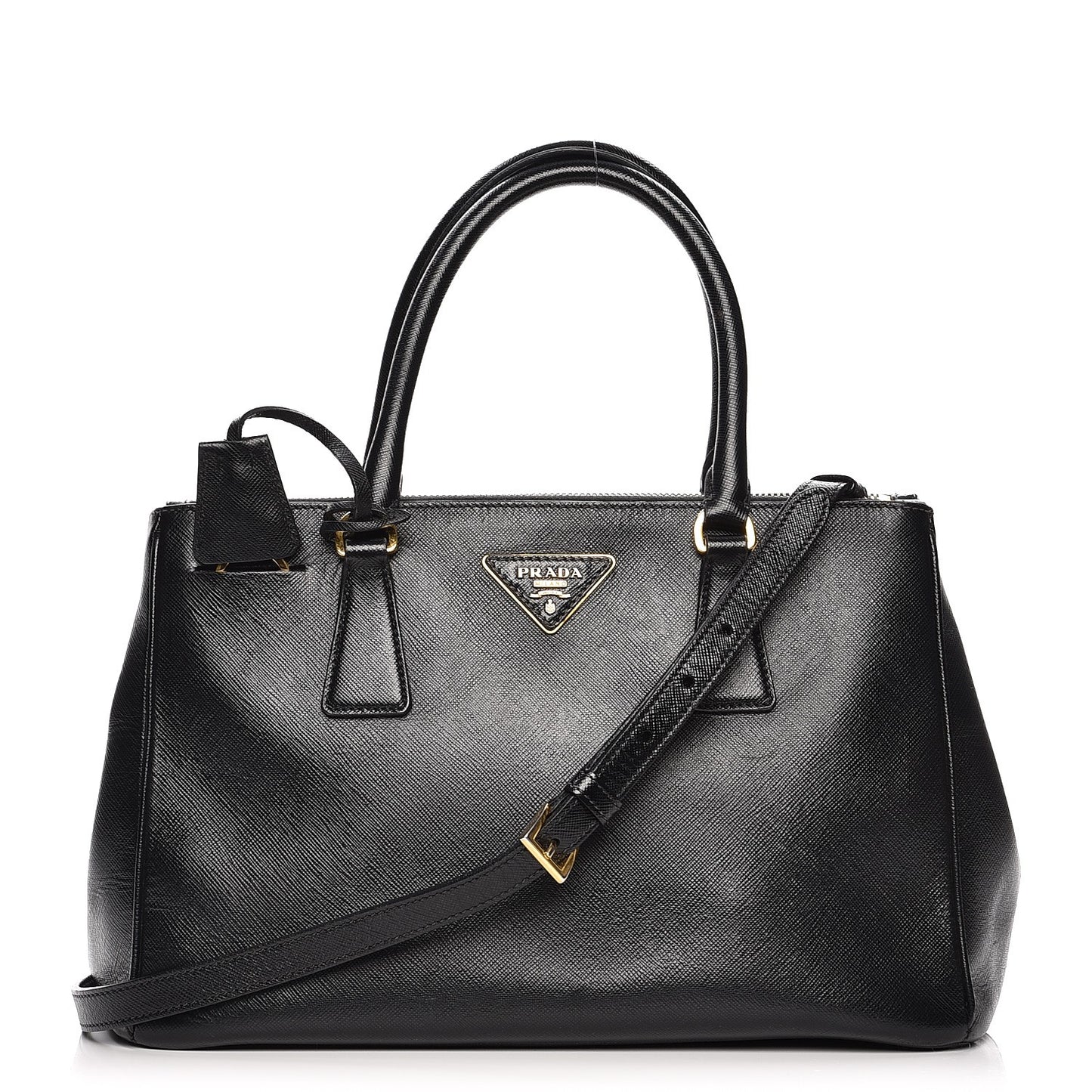 Saffiano Small Galleria Double Zip Tote Black