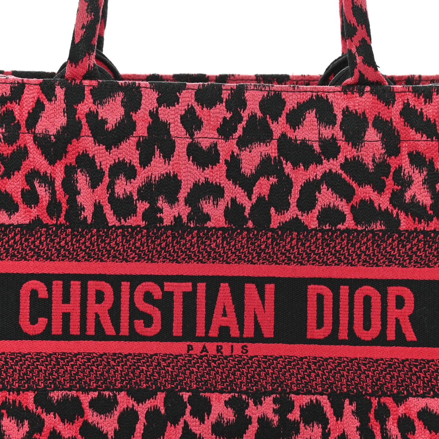 Canvas Mizza Embroidered Medium Leopard Book Tote Fuchsia Multicolor