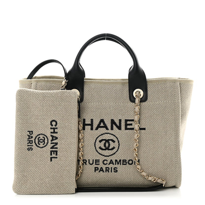 Chanel Mixed Fibers Small Deauville Tote Beige Black 1 of 12