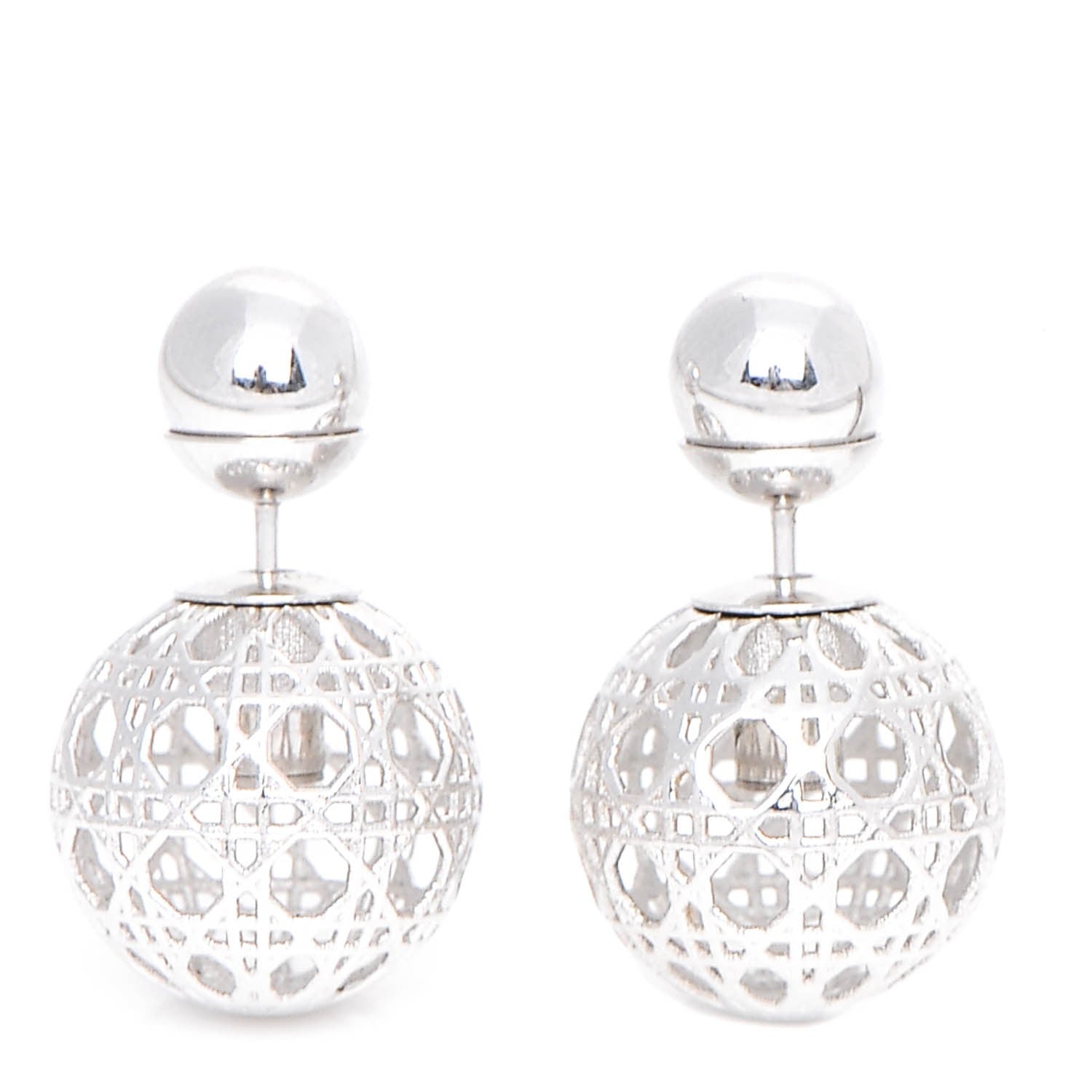 Christian Dior Cannage Mise En Dior Tribal Earrings Silver 1 of 6