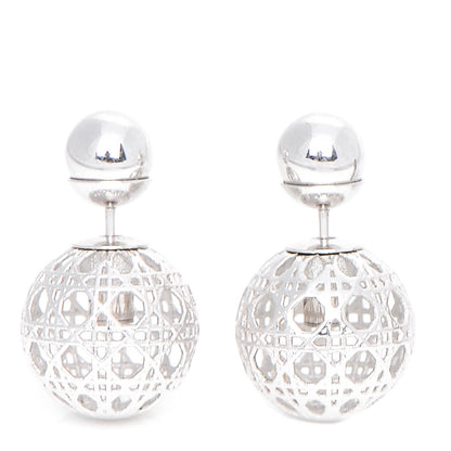 Christian Dior Cannage Mise En Dior Tribal Earrings Silver 1 of 6