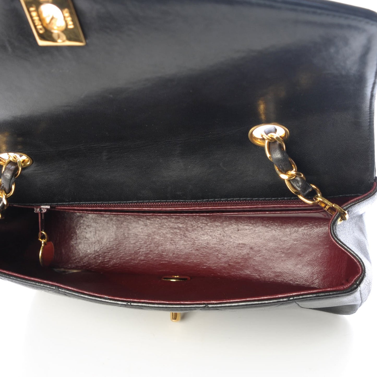 Lambskin Quilted Small Single Flap Black