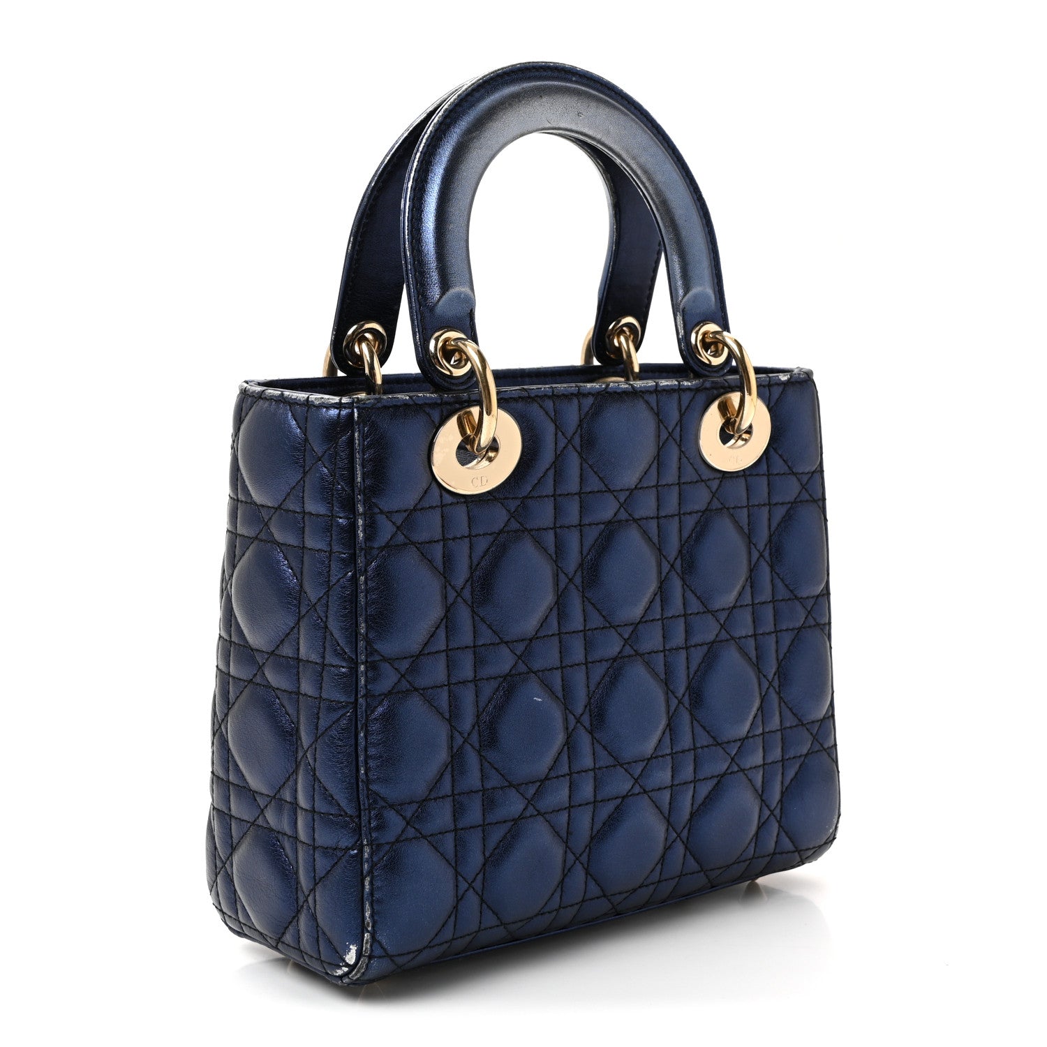 Christian Dior Metallic Lambskin Cannage Small My ABCDior Lady Dior Blue 3 of 9