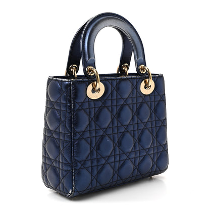 Christian Dior Metallic Lambskin Cannage Small My ABCDior Lady Dior Blue 3 of 9