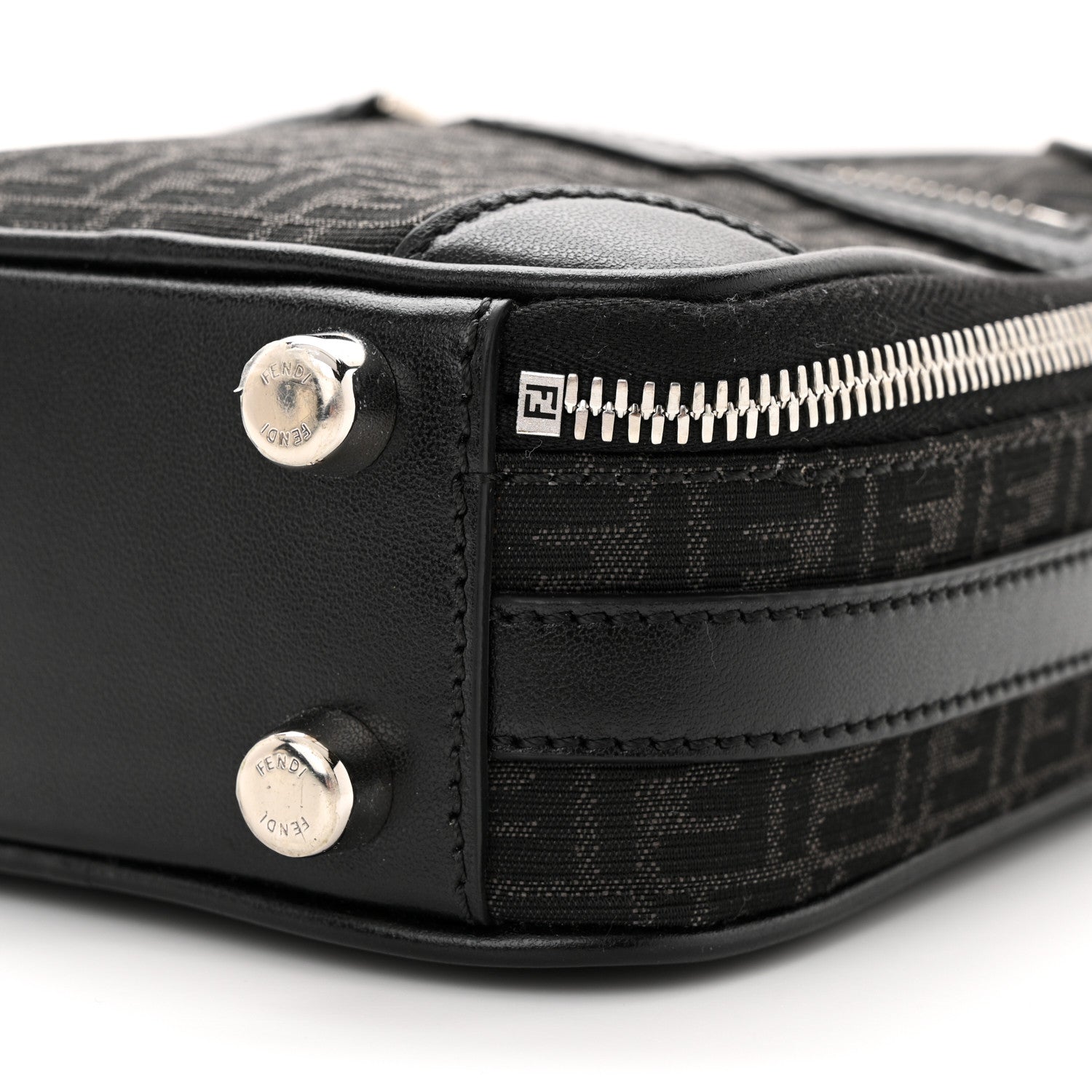 Fendi Recycled Fabric Jacquard Vitello Astro Micro FF Mini Trolley Bag Asfalto Black 12 of 13