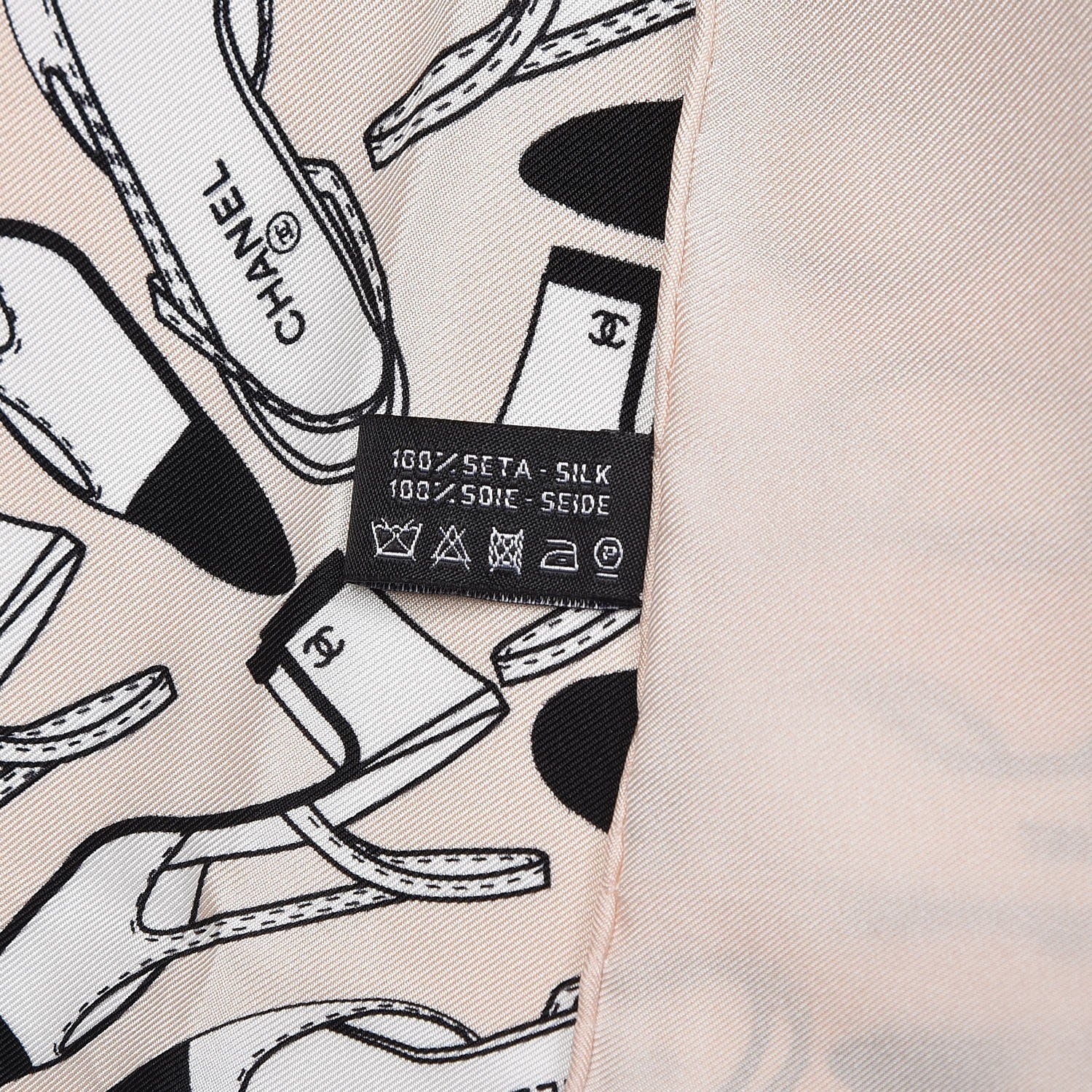 Chanel Silk CC Shoes Scarf Beige 4 of 5