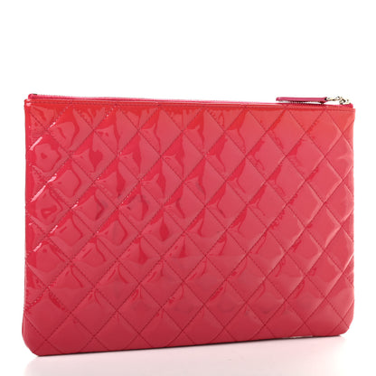 Chanel Patent Calfskin Quilted Valentine Hearts Medium O Cosmetic Case Dark Pink 3 of 11