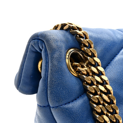 Saint Laurent Lambskin Quilted Small Loulou Puffer Monogram Chain Satchel Majorele Blue 10 of 11