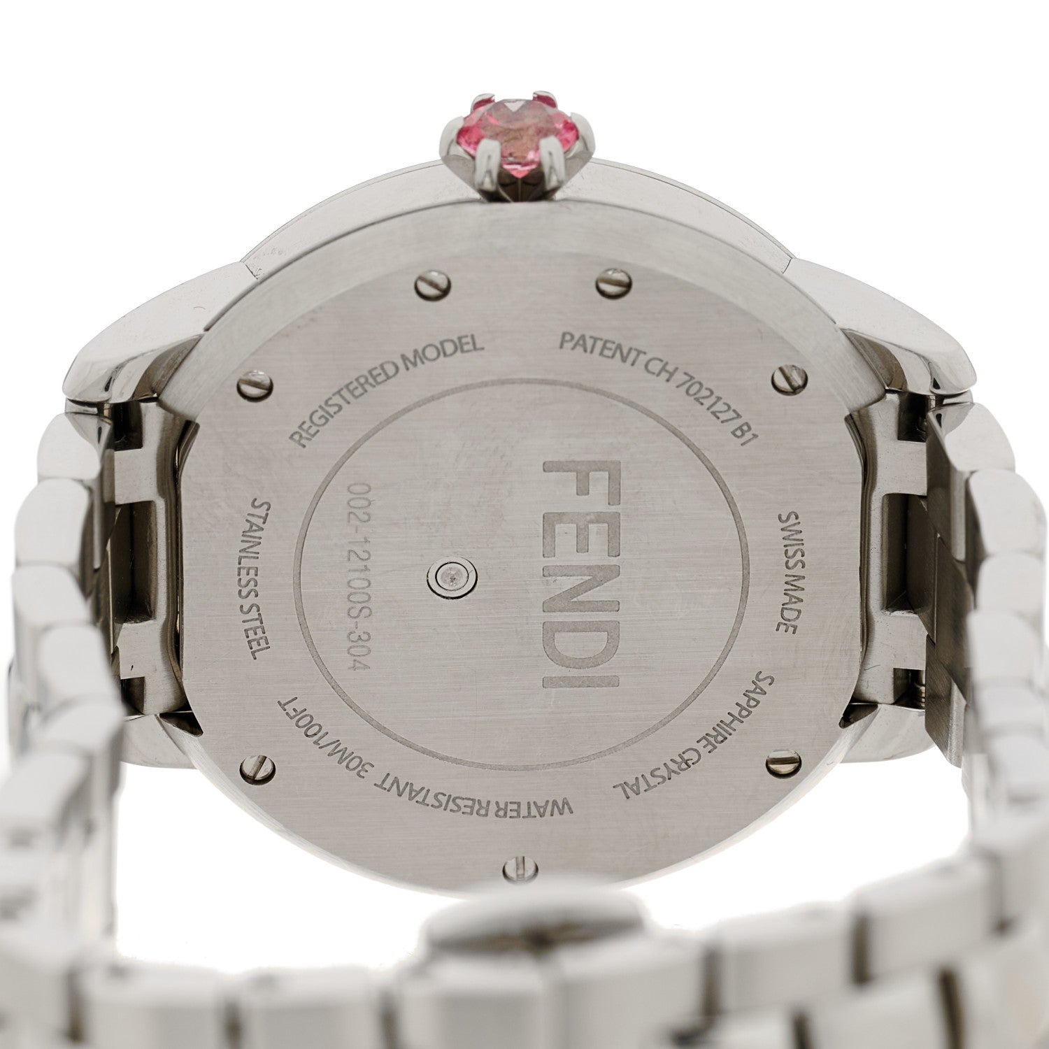 Fendi Stainless Steel Diamond Bezel Mother of Pearl Topaz 34mm Crazy Carats Quartz Watch 4 of 5