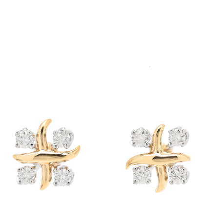 Tiffany Platinum 18K Yellow Gold Diamond Schlumberger Lynn Earrings 1 of 4