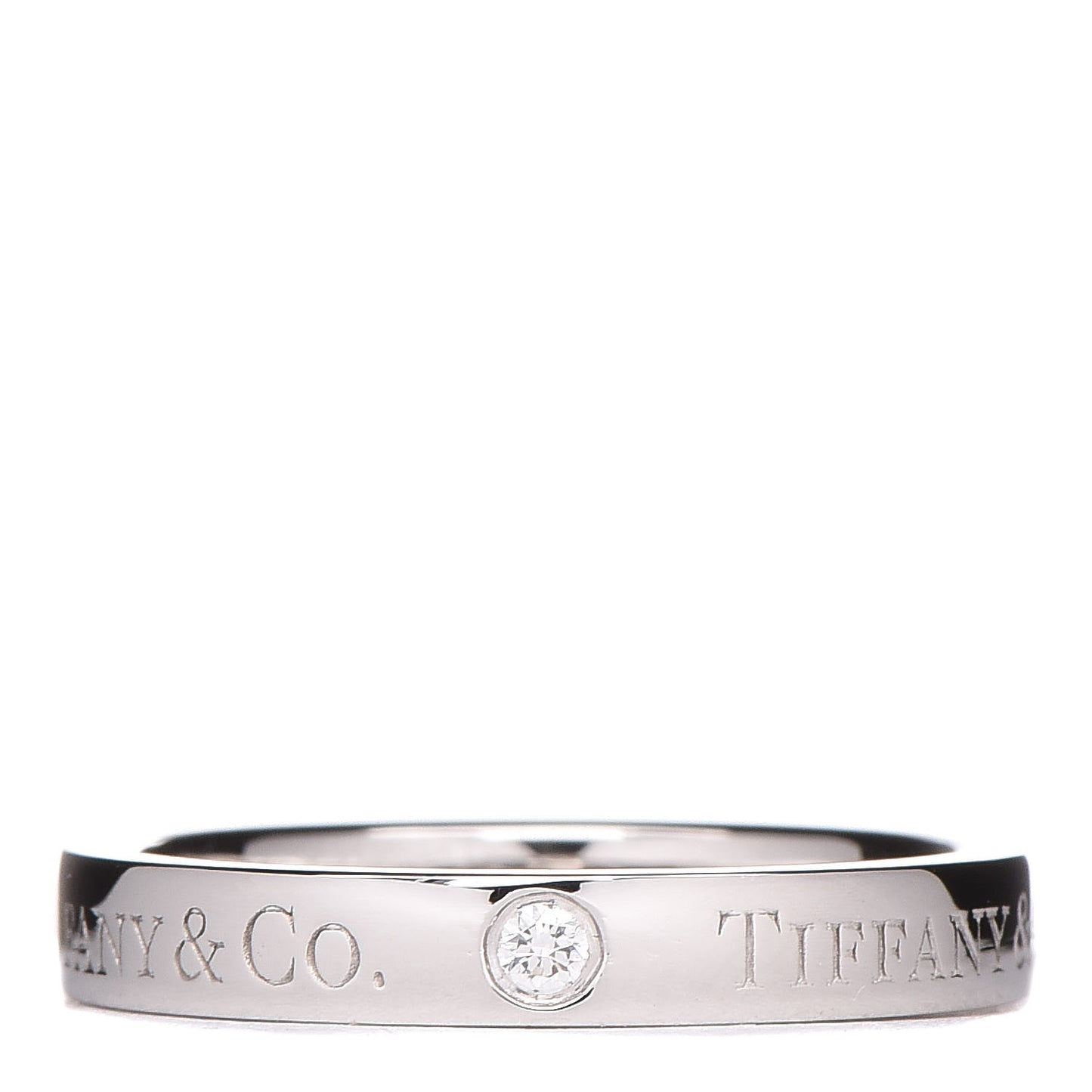 Platinum Diamond Logo Band Ring 52 6