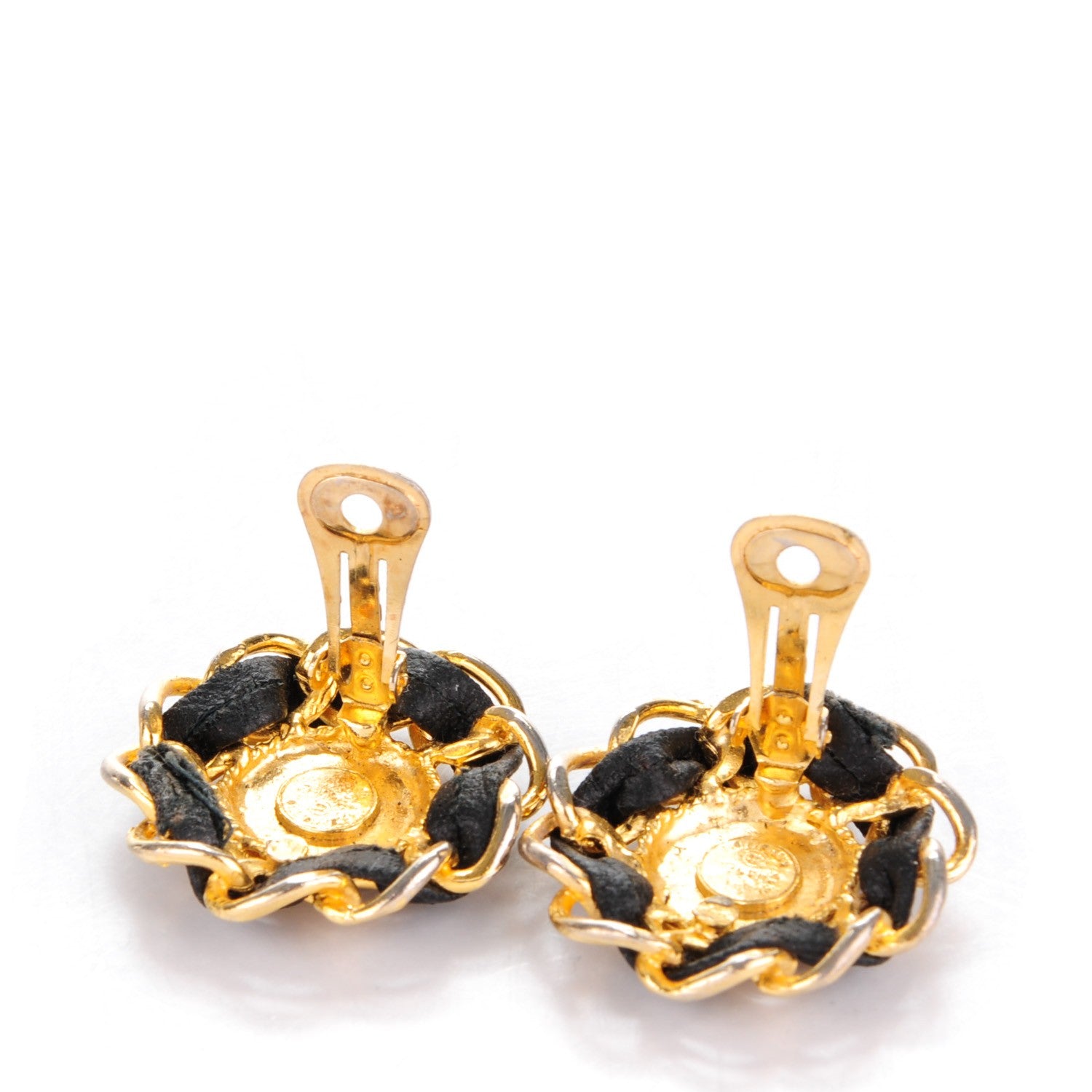 Chanel Lambskin Chain CC Clip On Earrings Gold 3 of 4