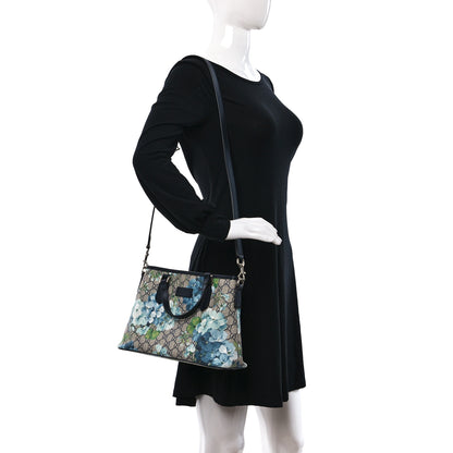 Gucci GG Supreme Monogram Blooms Small Zippered Tote Blue 2 of 11