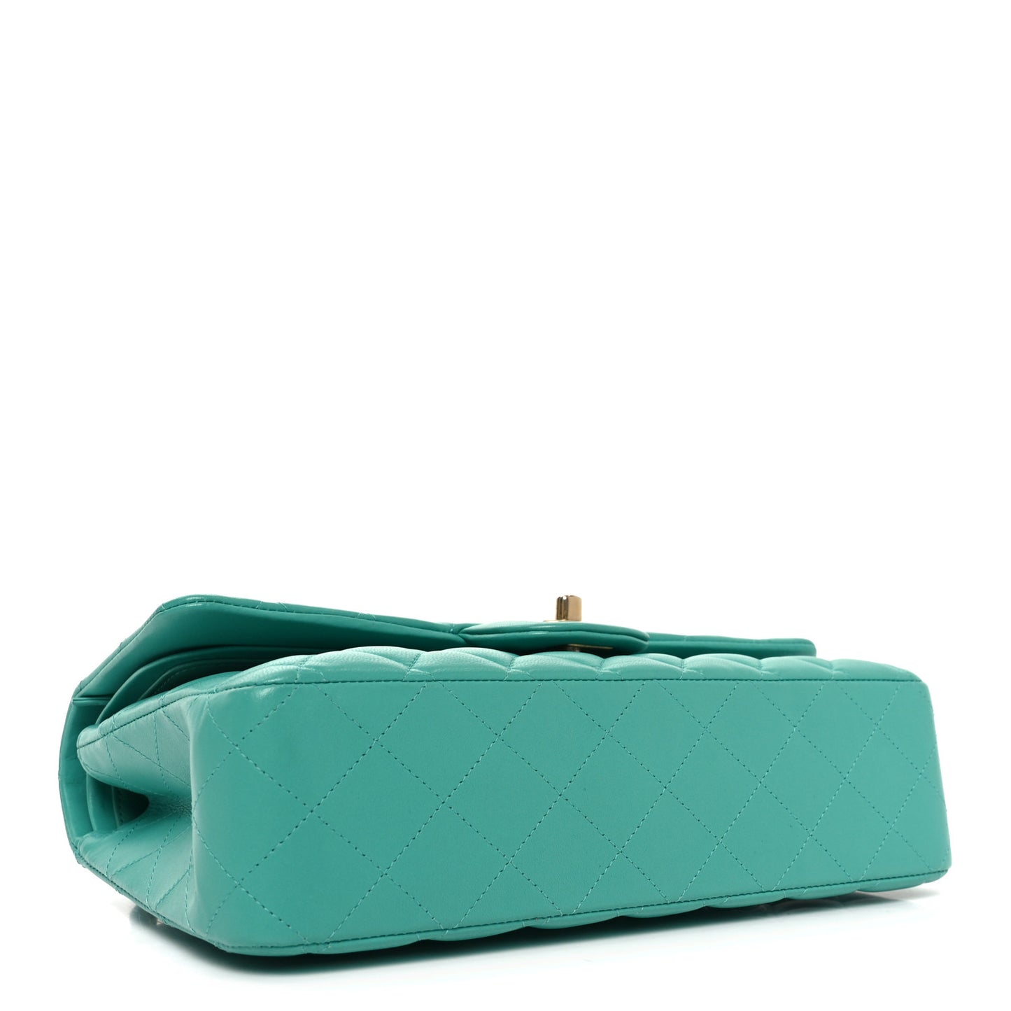 Lambskin Quilted Medium Double Flap Green