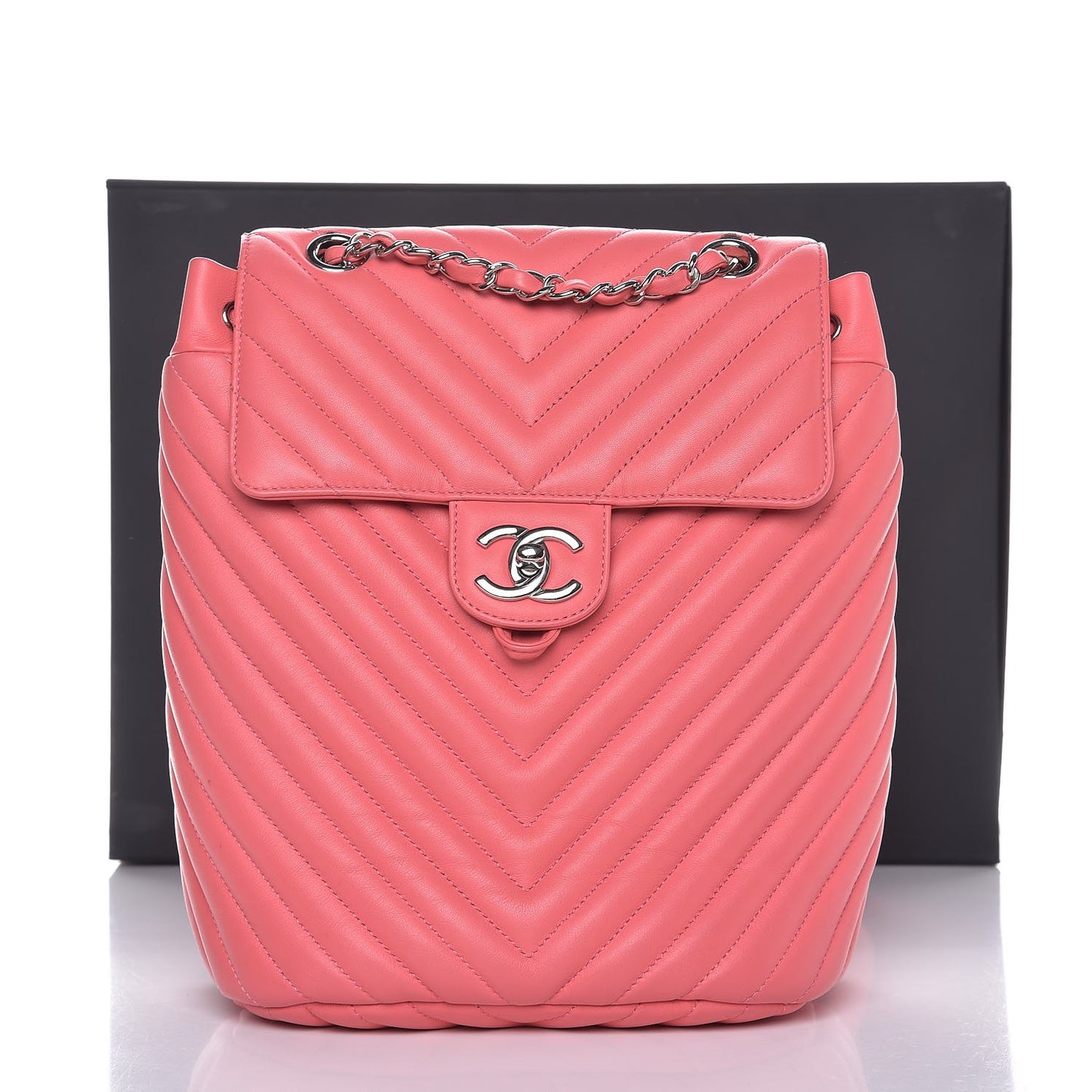 Calfskin Chevron Quilted Small Urban Spirit Backpack Pink
