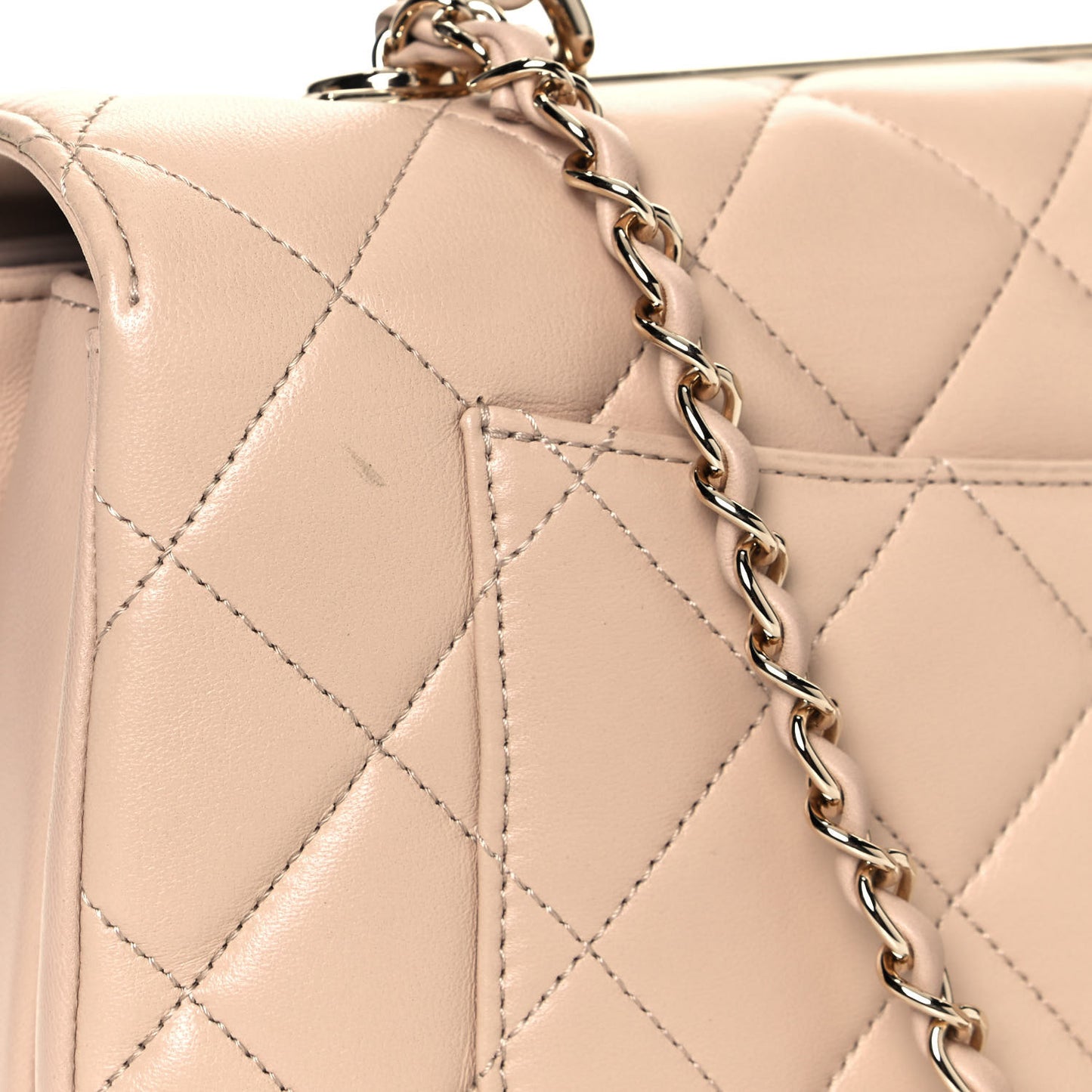 Lambskin Quilted Medium Trendy CC Flap Dual Handle Bag Beige