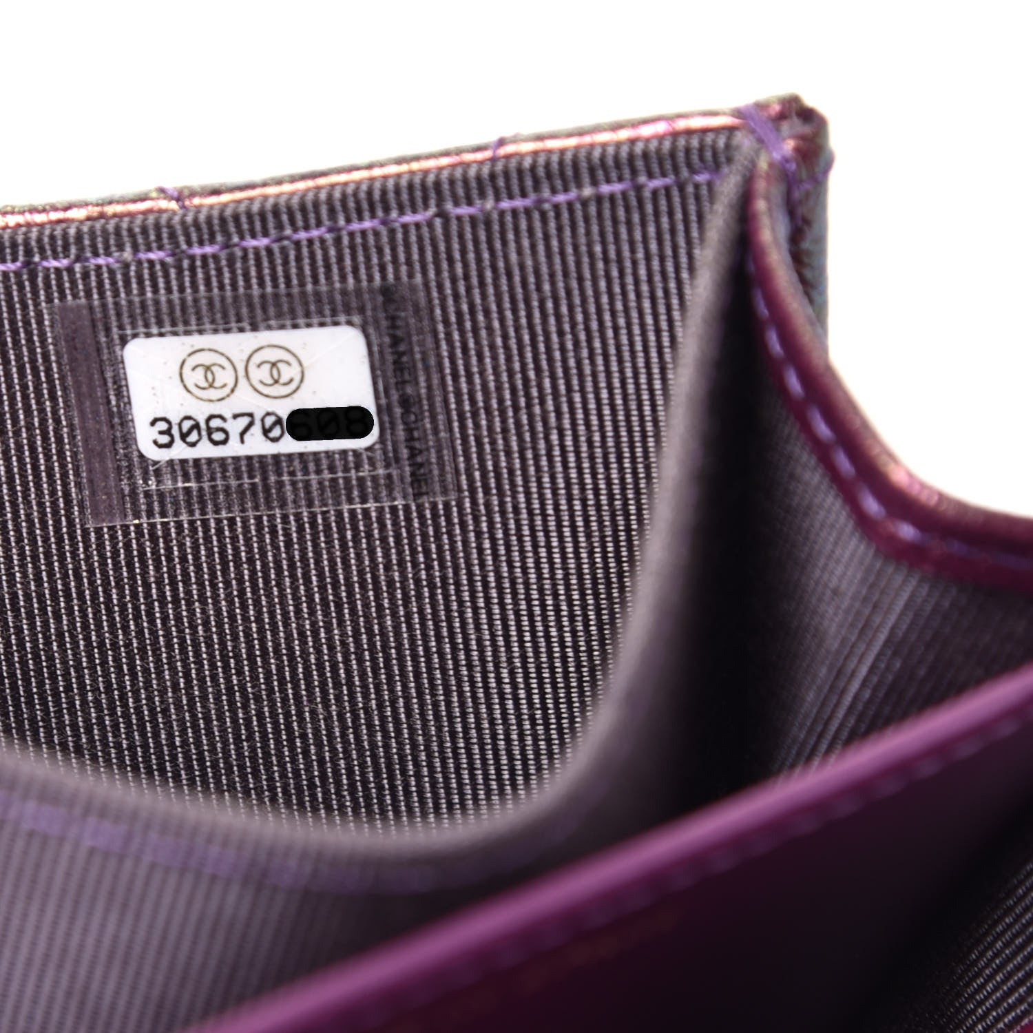 Chanel Iridescent Lambskin Quilted Flap Card Holder Purple 7 of 7