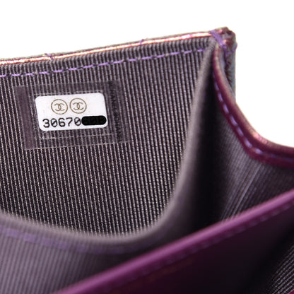 Chanel Iridescent Lambskin Quilted Flap Card Holder Purple 7 of 7