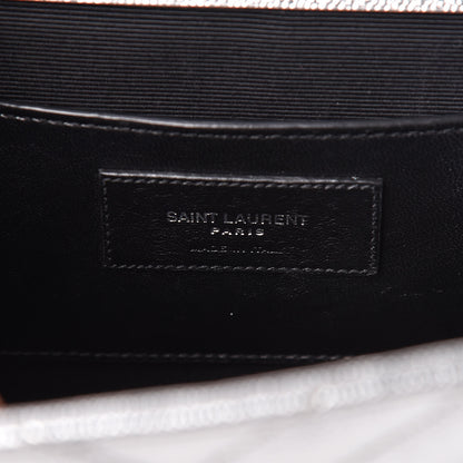 Saint Laurent Metallic Grain De Poudre Matelasse Medium Monogram Satchel Silver 6 of 19