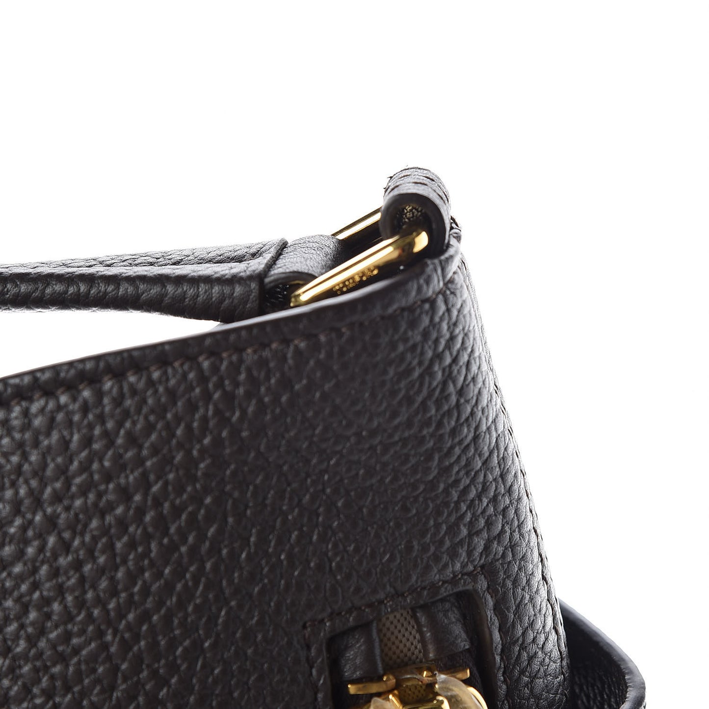 Pebbled Calfskin Large Alix Padlock Zip Hobo Bag Grey