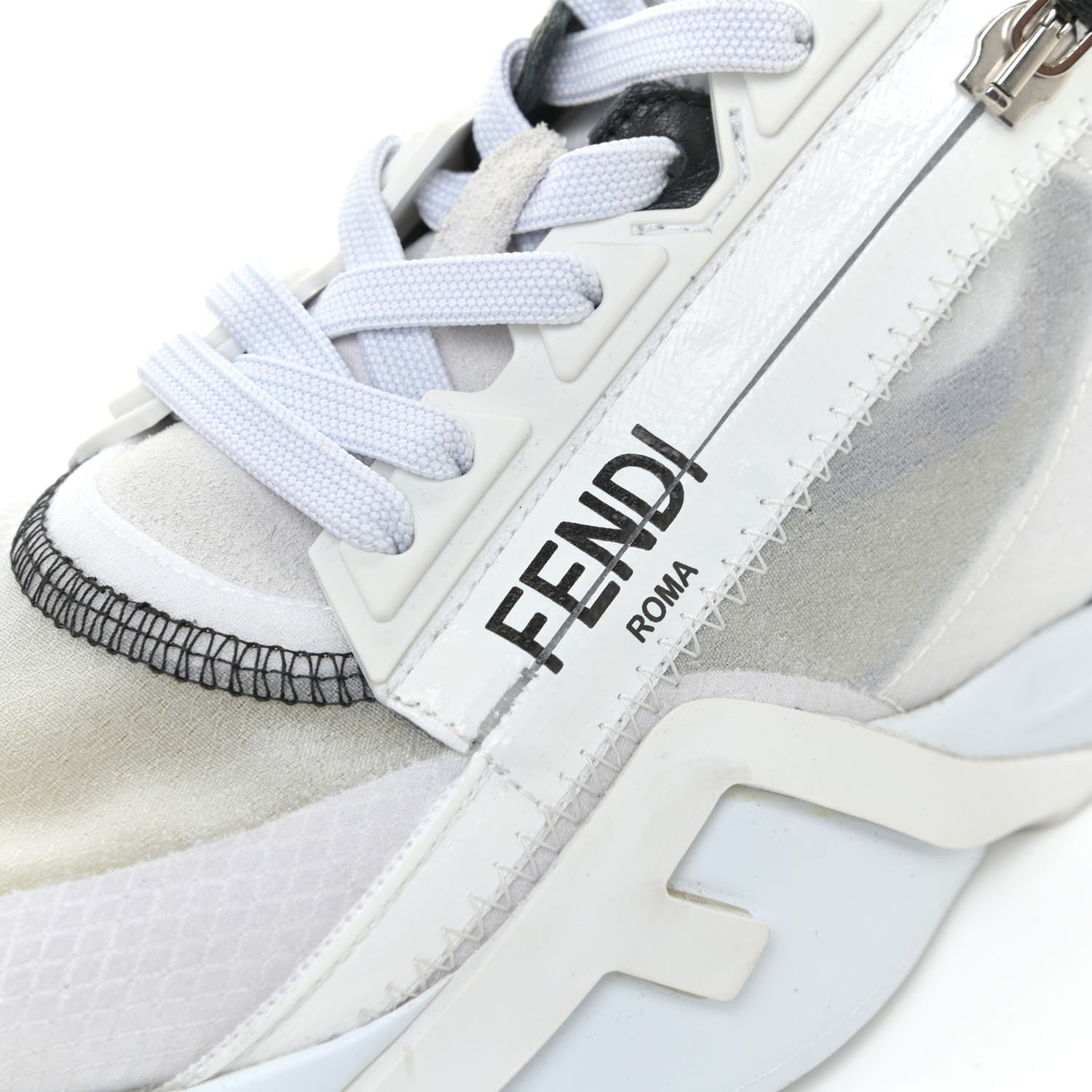 Fendi Nylon Suede Transparent Fendi Flow Low Top Sneakers 36 White 12 of 16