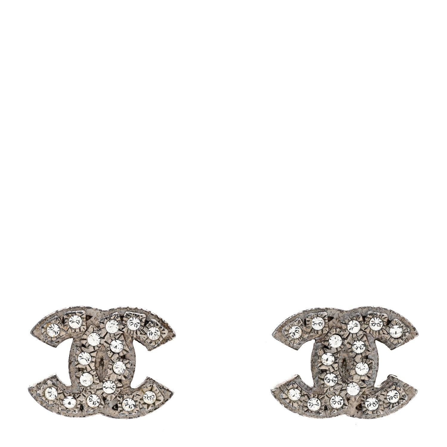 Chanel Crystal CC Earrings Silver 1 of 7