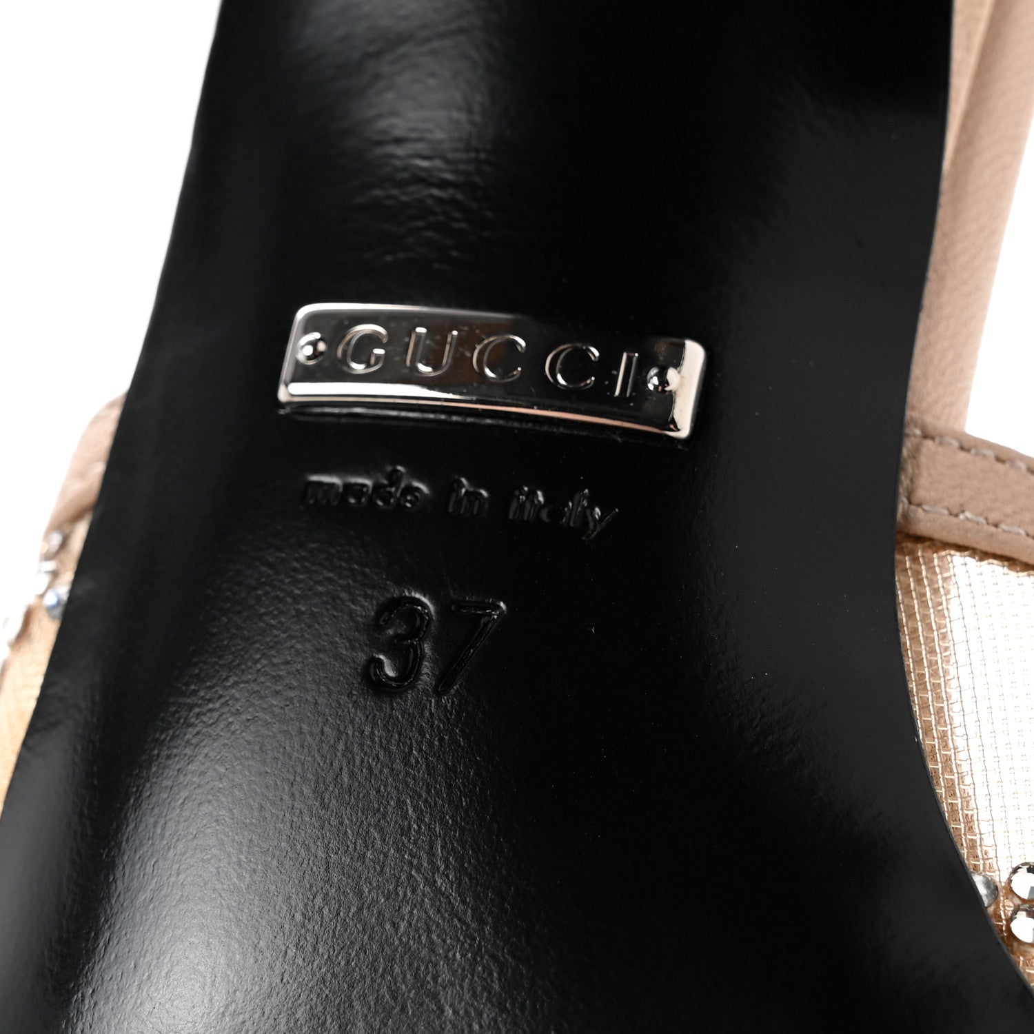 Gucci Tela Retino Kid Scamosciato Crystal GG Monogram Square Demi Mule Sandals 37 Light Pink 7 of 9