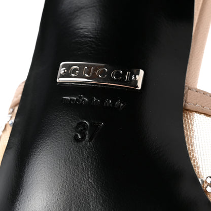 Gucci Tela Retino Kid Scamosciato Crystal GG Monogram Square Demi Mule Sandals 37 Light Pink 7 of 9