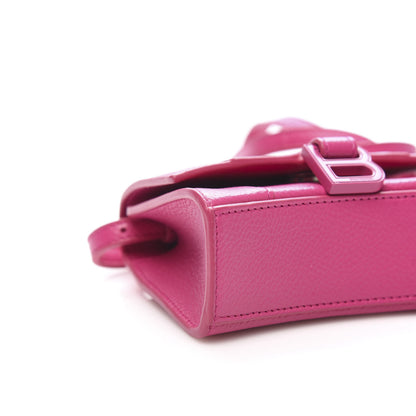 Balenciaga Grained Calfskin Tonal B Hourglass Top Handle Bag Mini Fuchsia 7 of 8