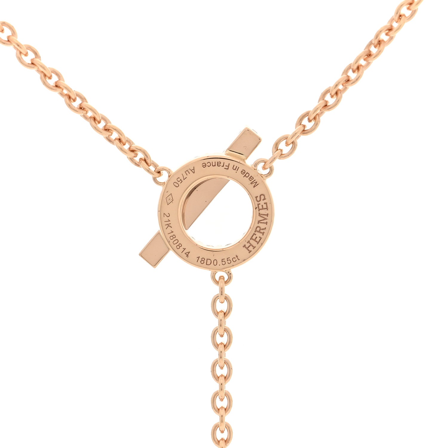 Hermes 18K Rose Gold Diamond Finesse Lariat Necklace 4 of 6