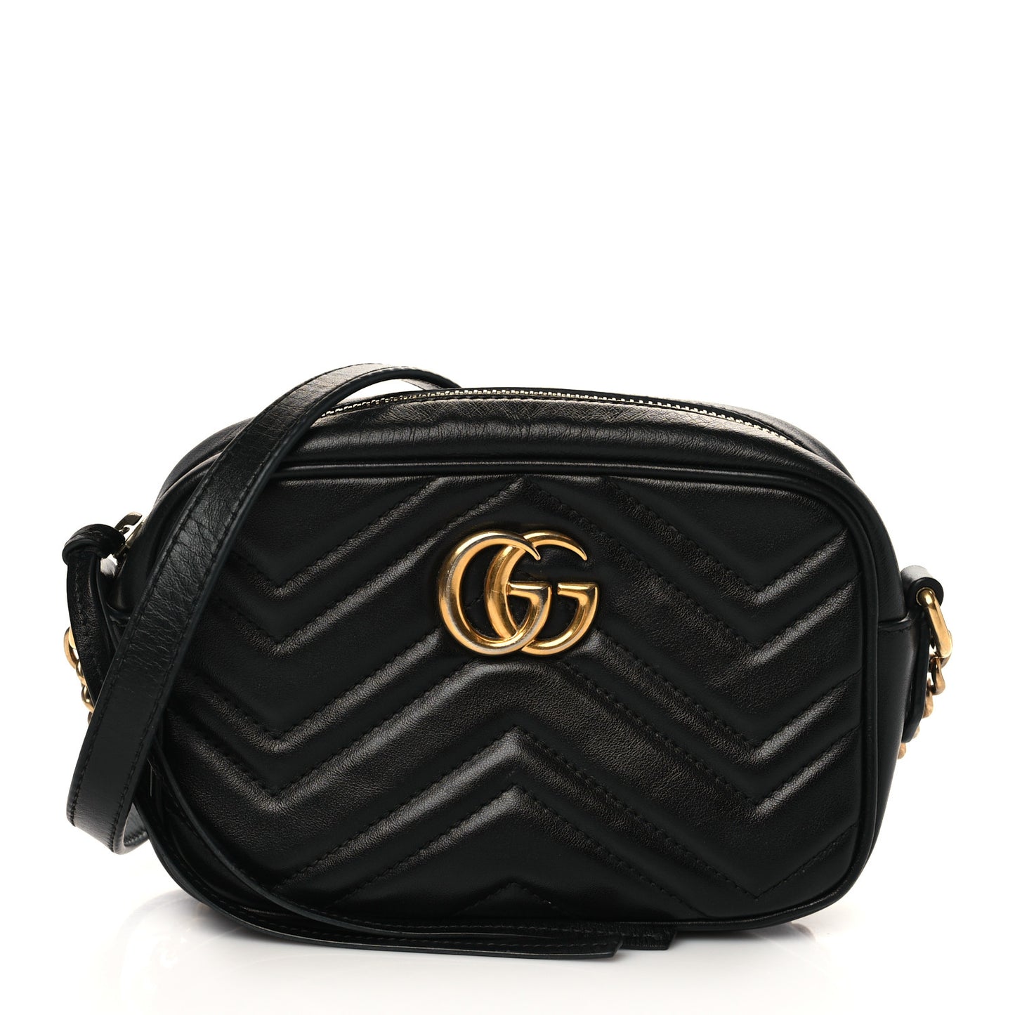 Calfskin Matelasse Mini GG Marmont Chain Shoulder Bag Black