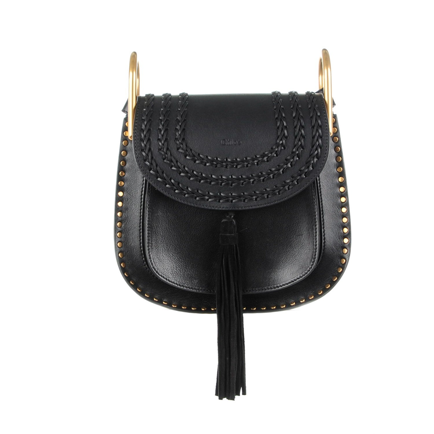 Chloe Calfskin Braided Small Hudson Shoulder Bag Black 1 of 8