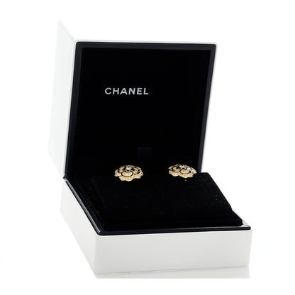 Chanel 18K Yellow Gold Diamond Bouton de Camélia Earrings 2 of 7