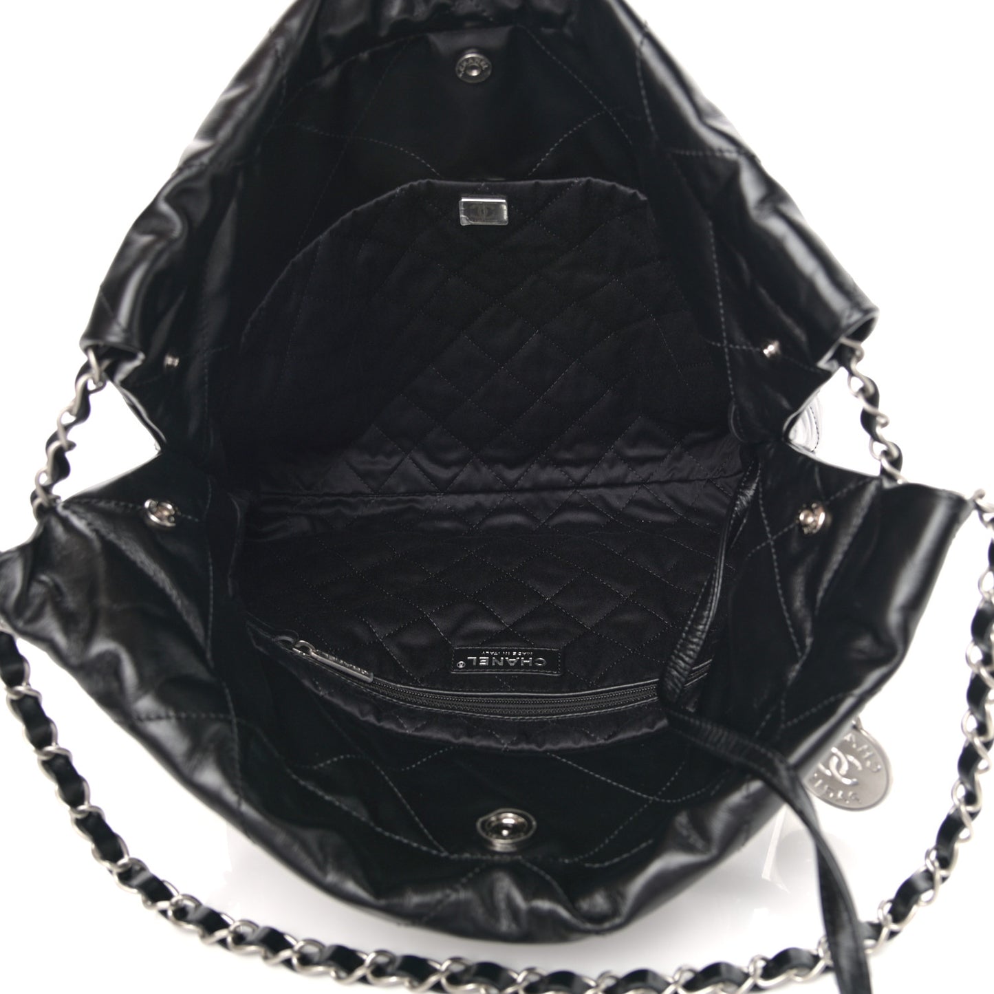 Shiny Calfskin Quilted Small Chanel 22 Black