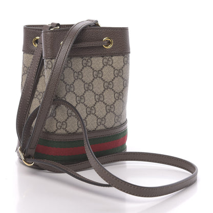 Gucci GG Supreme Monogram Web Mini Ophidia Bucket Bag Brown 3 of 9