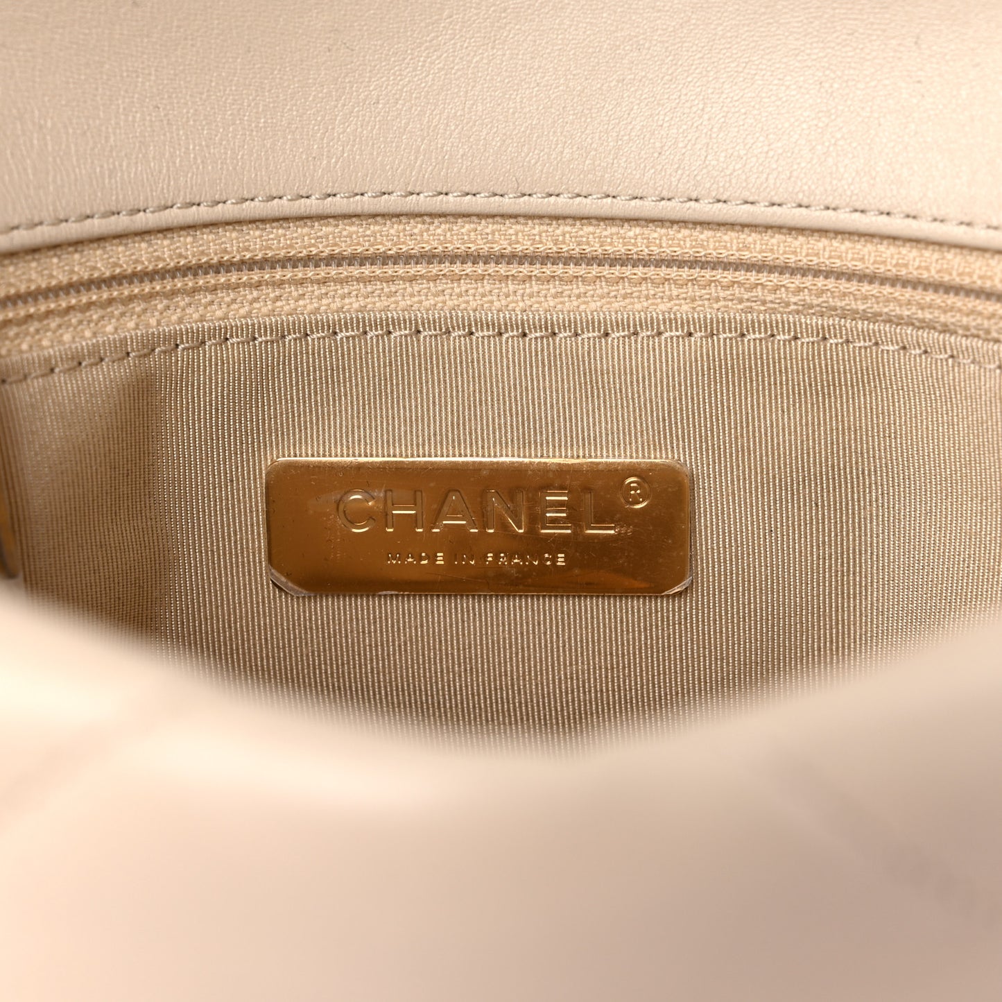 Lambskin Quilted Medium Chanel 19 Flap Light Beige